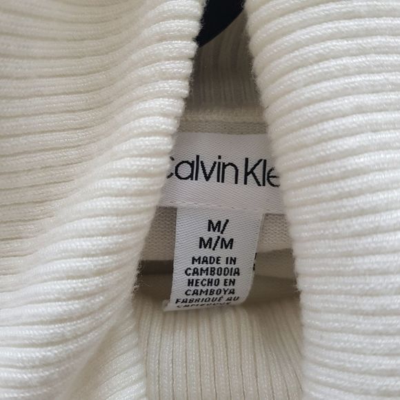Calvin klein women's black and white turtleneck sweater Color block Medium - Picture 5 of 7